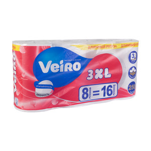 Туалетная бумага "3XL", Veiro, 3 слоя, 8 рулонов