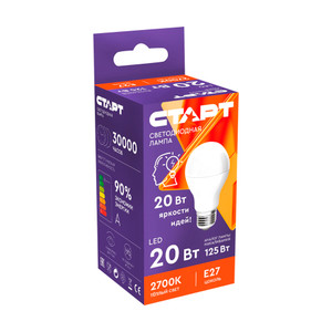 Cветодиодная лампа, Старт, E27, 20 В