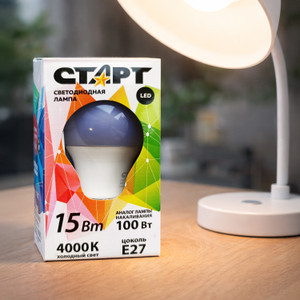 Cветодиодная лампа, СТАРТ, LED, Е27, 15 Вт