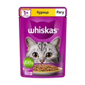 Влажный корм для кошек "Рагу", Whiskas, курица, 85 г
