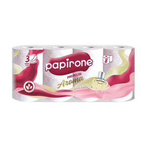 Туалетная бумага, Papirone, 3 слоя, 8 рулонов