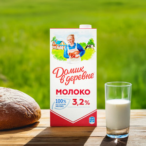 Молоко, Домик в деревне, 3,2%, 925 мл