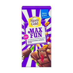 Шоколад "Max Fun", Alpen Gold, карамель/мармелад, 130 г