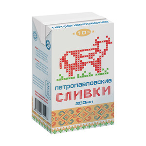 Сливки "Петропавловские", 10%, 250 мл