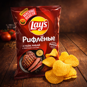 Чипсы " Стейк Рибай с перечным соусом", Lay's, 140 г