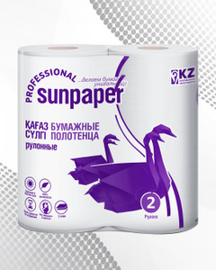Бумажные полотенца, SUNPAPER PROFESSIONAL, 2 слоя, 2 рулона