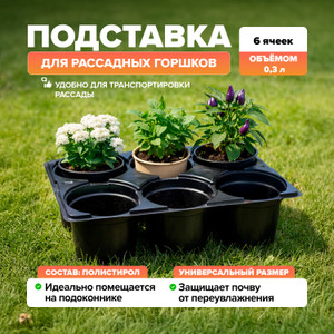 Подставка для горшков рассадных, 6 ячеек, 0,3 л