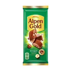 Шоколад молочный, Alpen Gold, фундук, 80 г