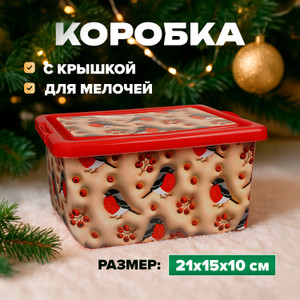 Коробка с крышкой, Home Time, 21х15х10 см, в ассортименте