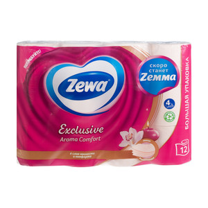 Туалетная бумага "Exclusive", Zewa, 4 слоя, 12 рулонов