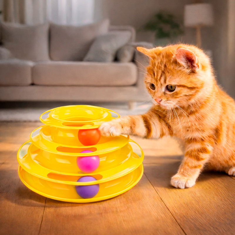 Игрушка для кошек "Лабиринт с шариками", Pet Club, 24х15х13 см, в ассортименте