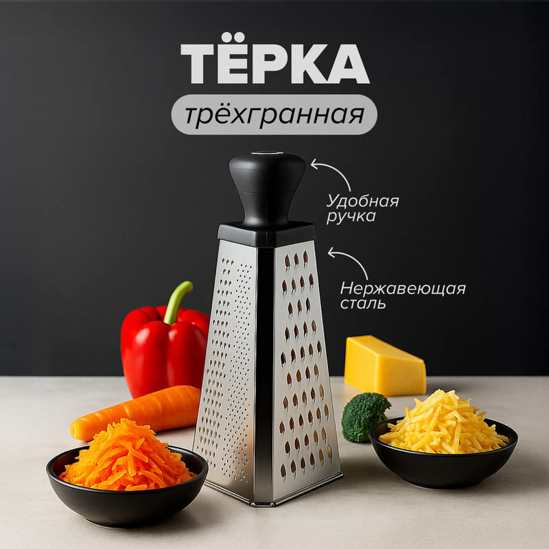 Тёрка трёхгранная, O'Kitchen, 11,5х25,5 см, в ассортименте