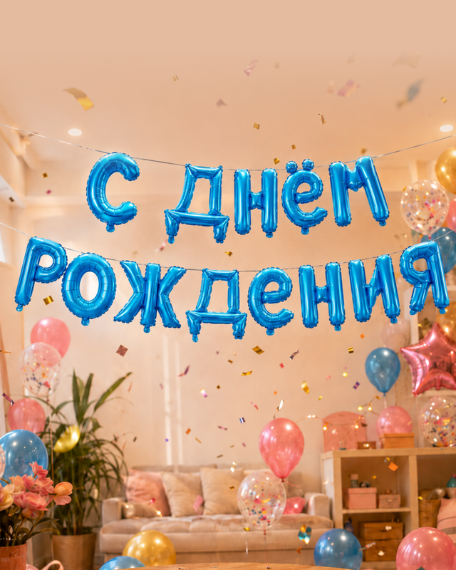 Гирлянда из воздушных шаров "С днём рождения", Party, в ассортименте