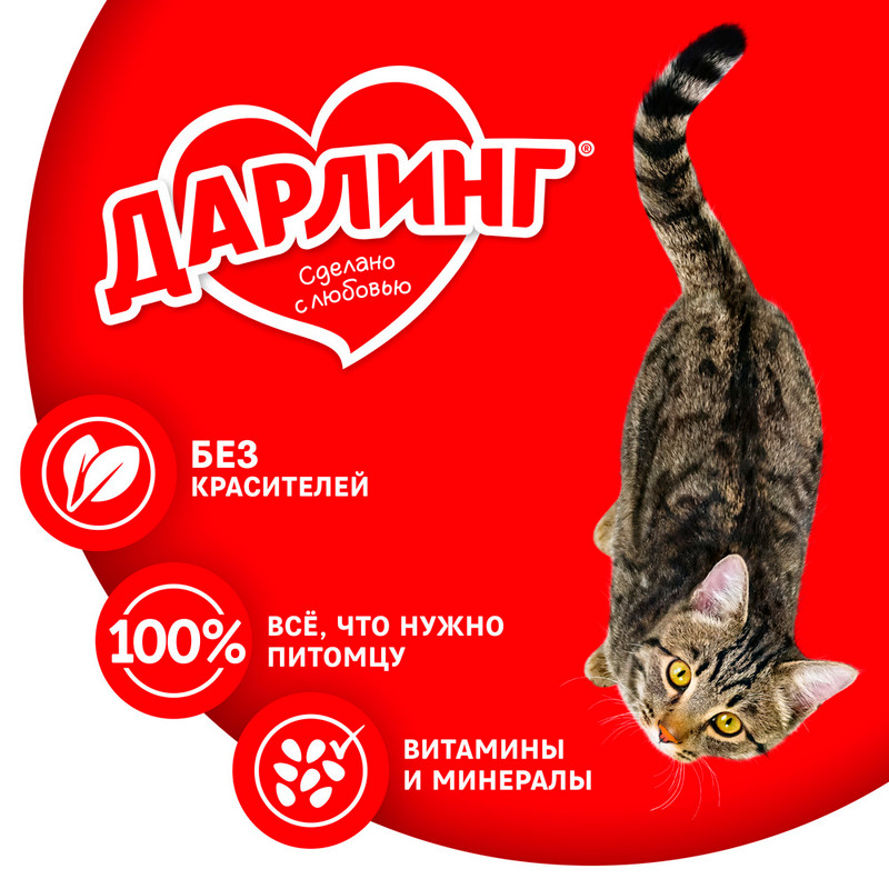 Влажный корм для взрослых кошек, ДАРЛИНГ, с ягнёнком в соусе, 75 г