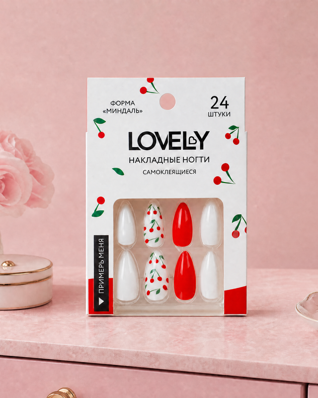 Набор накладных самоклеящихся ногтей, Lovely, 24 шт., в ассортименте