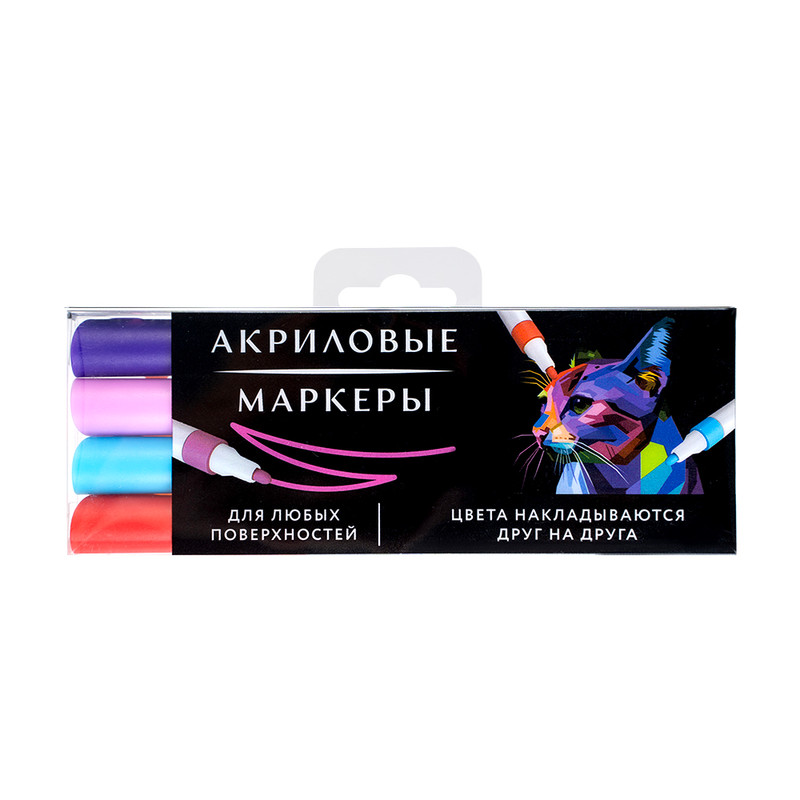 Набор акриловых маркеров, Hupper Dupper, 4 шт., в ассортименте