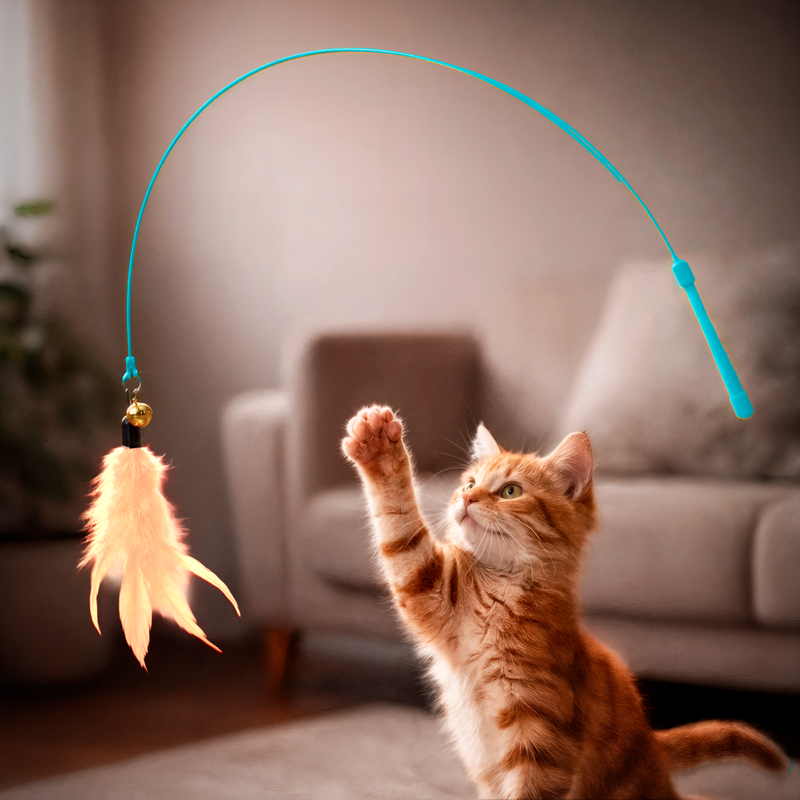 Игрушка для кошек "Удочка с перьями", Pet Club, 85 см, в ассортименте