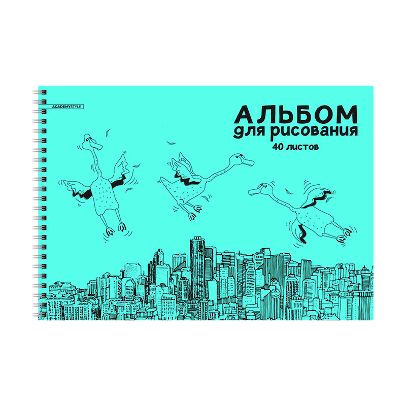 Альбом для рисования, 40 листов, пластиковая обложка, на спирали, в ассортименте
