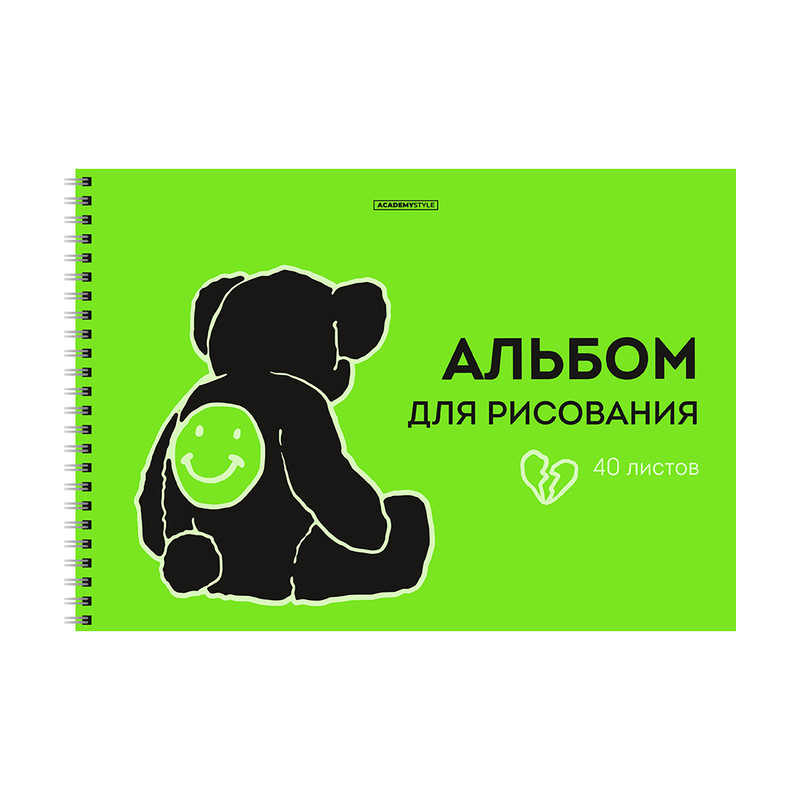 Альбом для рисования, 40 листов, пластиковая обложка, на спирали, в ассортименте