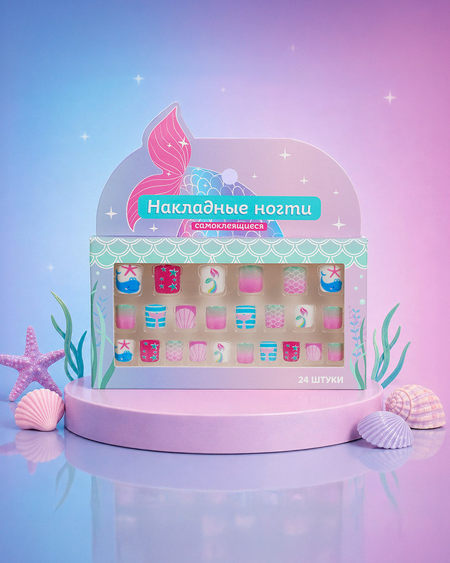 Накладные ногти самоклеящиеся, 24 шт., в ассортименте