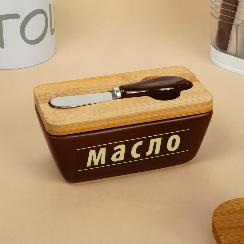 Маслёнка с ножом для масла, O'Kitchen, 15х9 см, в ассортименте