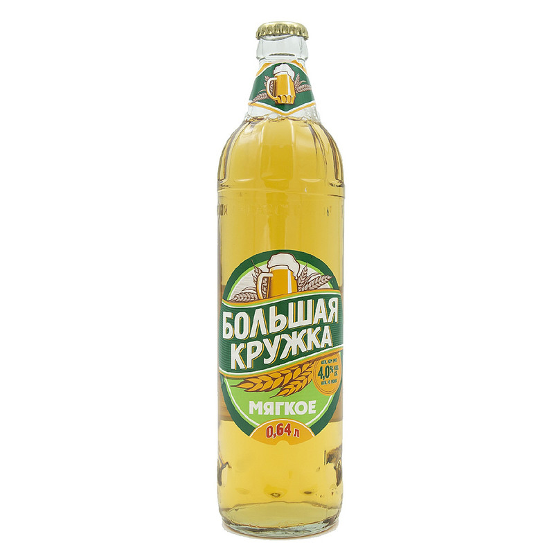Пиво, Большая Кружка, мягкое, 4%, 0,64 л