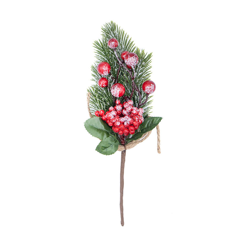 Ветка искусственная новогодняя, Снежное кружево, 25 см, в ассортименте