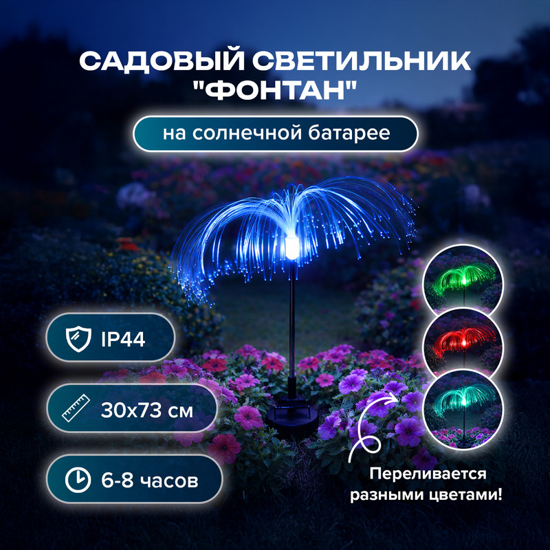 Светильник садовый на солнечной батарее "Фонтан", GreenArt, 30х73 см