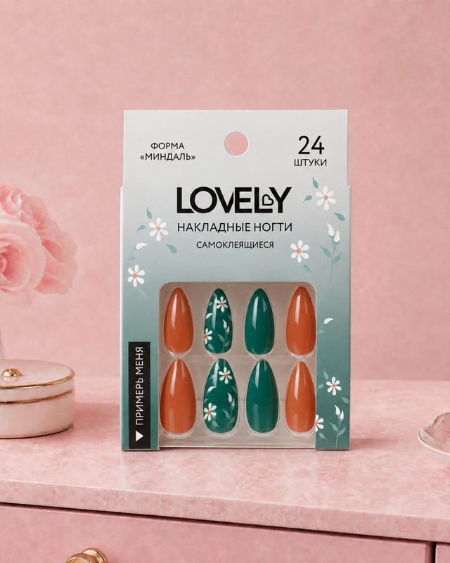 Набор накладных самоклеящихся ногтей, Lovely, 24 шт., в ассортименте
