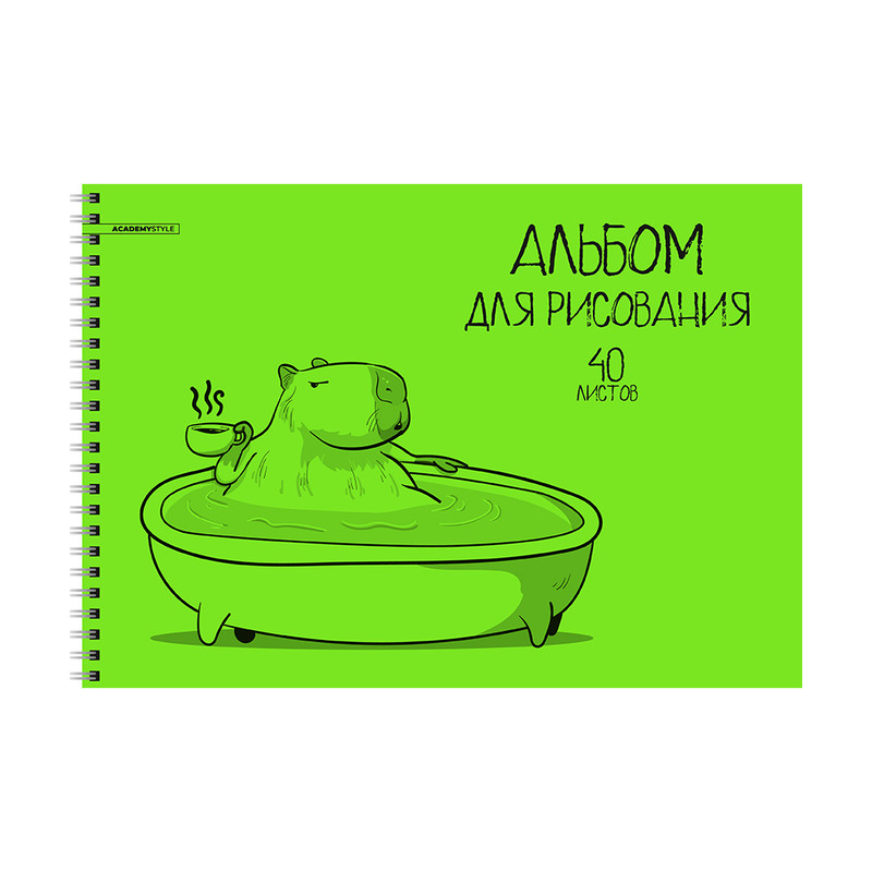 Альбом для рисования, 40 листов, пластиковая обложка, на спирали, в ассортименте