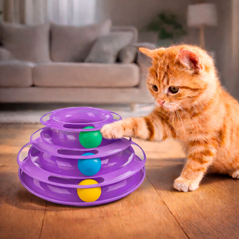 Игрушка для кошек "Лабиринт с шариками", Pet Club, 24х15х13 см, в ассортименте