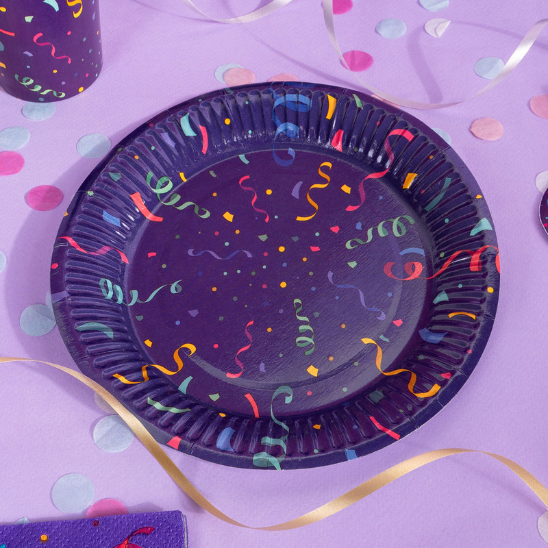 Тарелки бумажные праздничные, PARTY, 18 см, 8 шт., в ассортименте