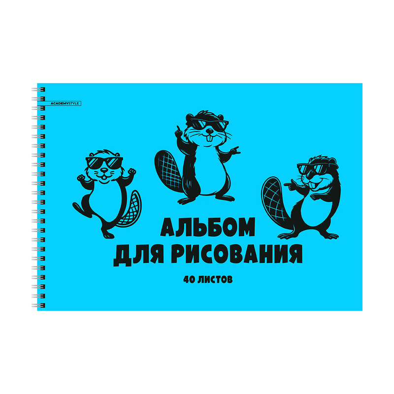Альбом для рисования, 40 листов, пластиковая обложка, на спирали, в ассортименте