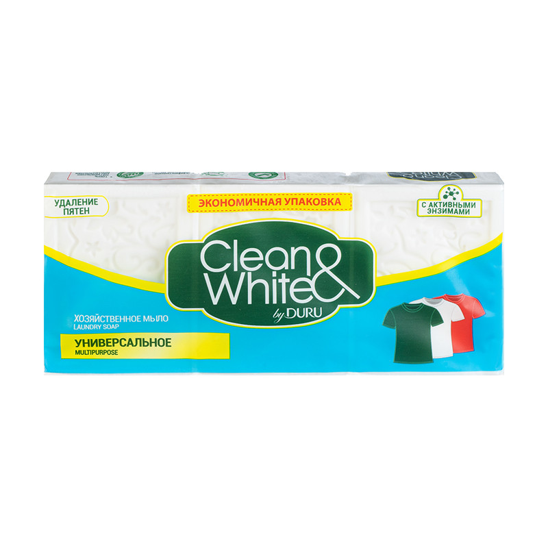 Мыло хозяйственное "Clean & White", DURU, 110 г, 3 шт.