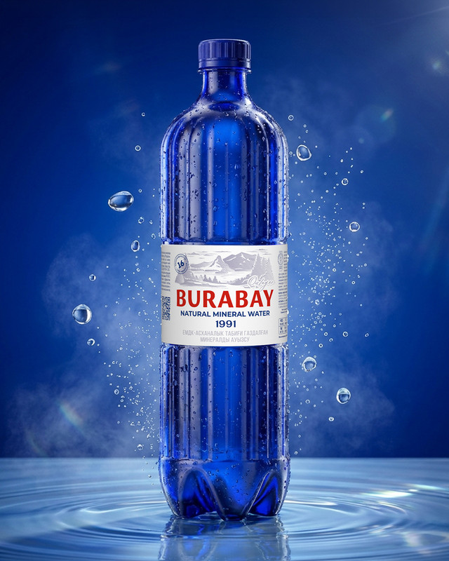 Вода лечебно-столовая, Qulager-Burabay, газированная, 1 л
