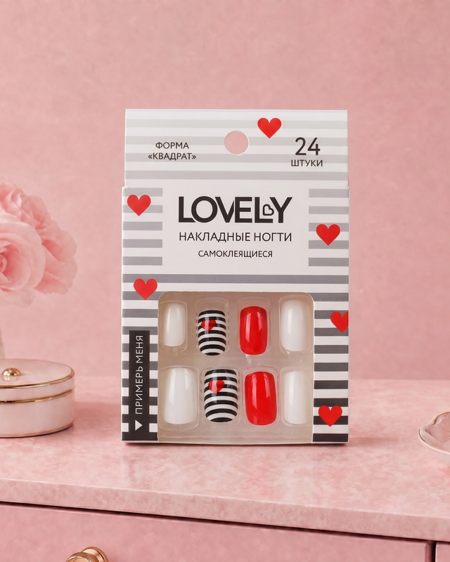 Набор накладных самоклеящихся ногтей, Lovely, 24 шт., в ассортименте