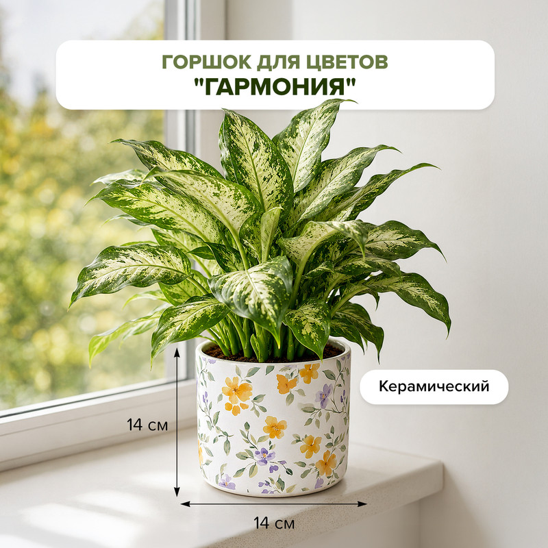 Горшок для цветов "Гармония", 14х14х14 см, в ассортименте
