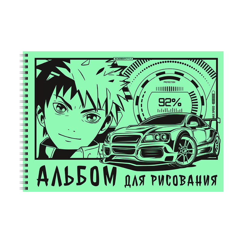 Альбом для рисования, 40 листов, пластиковая обложка, на спирали, в ассортименте