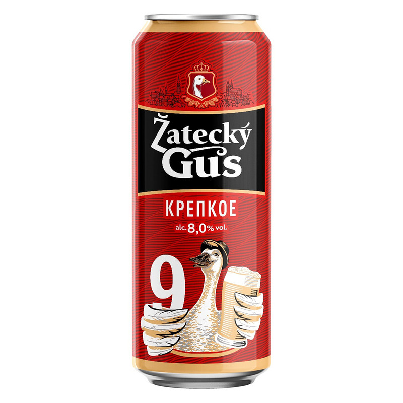 Пиво, Zatecky Gus 9, 8%, 0,43 л, крепкое, жестяная банка