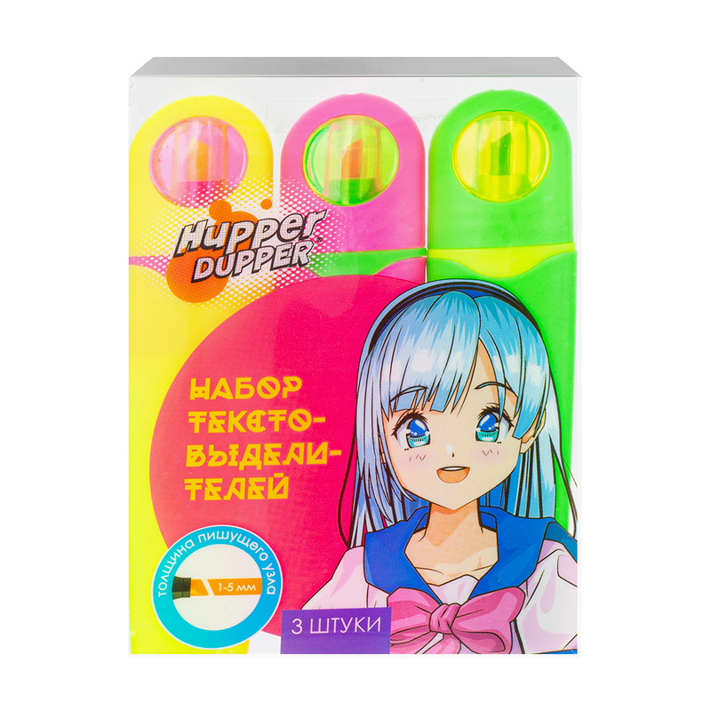 Набор текстовыделителей, Hupper Dupper, 3 шт., в ассортименте