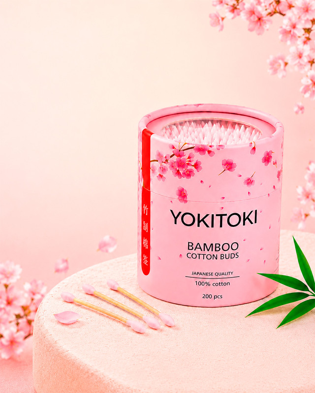 Бамбуковые ватные палочки, YOKITOKI, 200 шт., в ассортименте