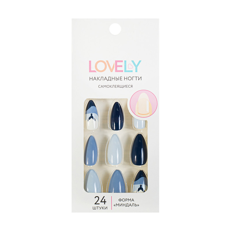 Набор накладных самоклеящихся ногтей, Lovely, 24 шт., в ассортименте