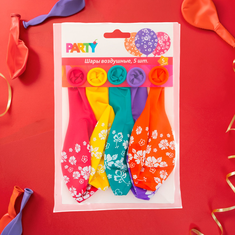 Шары воздушные, Party, 5 шт., в ассортименте
