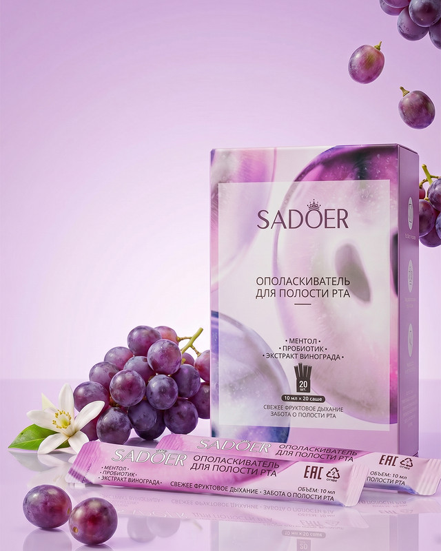 Ополаскиватель для рта в саше, SADOER, 10 мл х 20 шт. в ассортименте