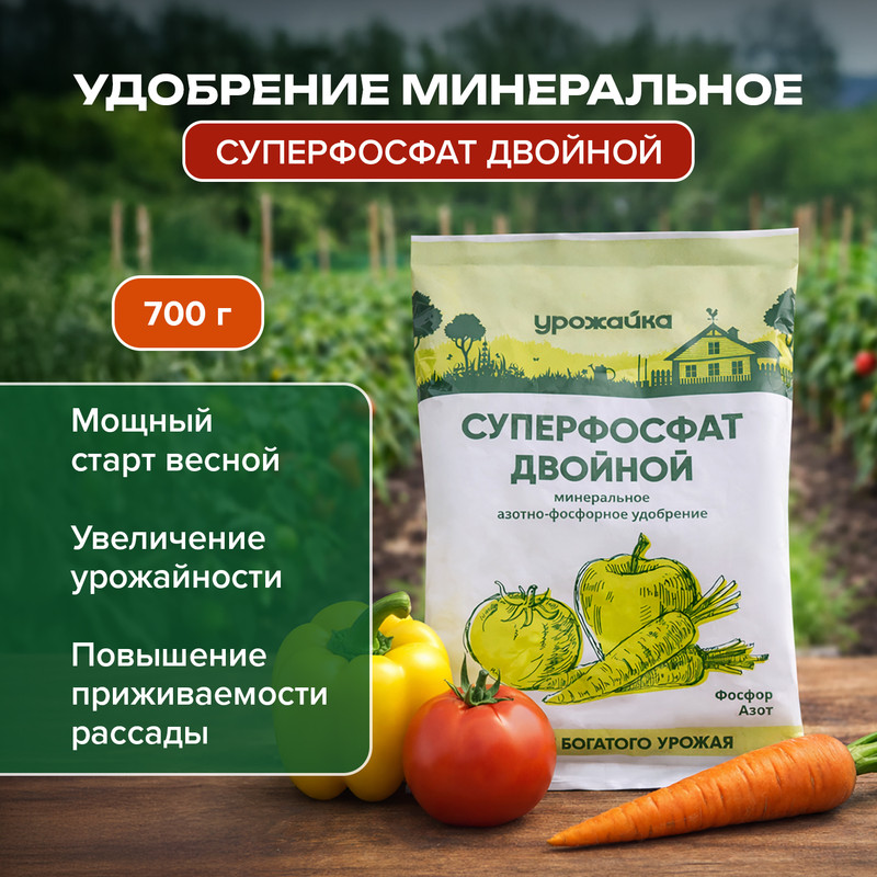 Удобрение "Суперфосфат двойной", Урожайка, 700 г