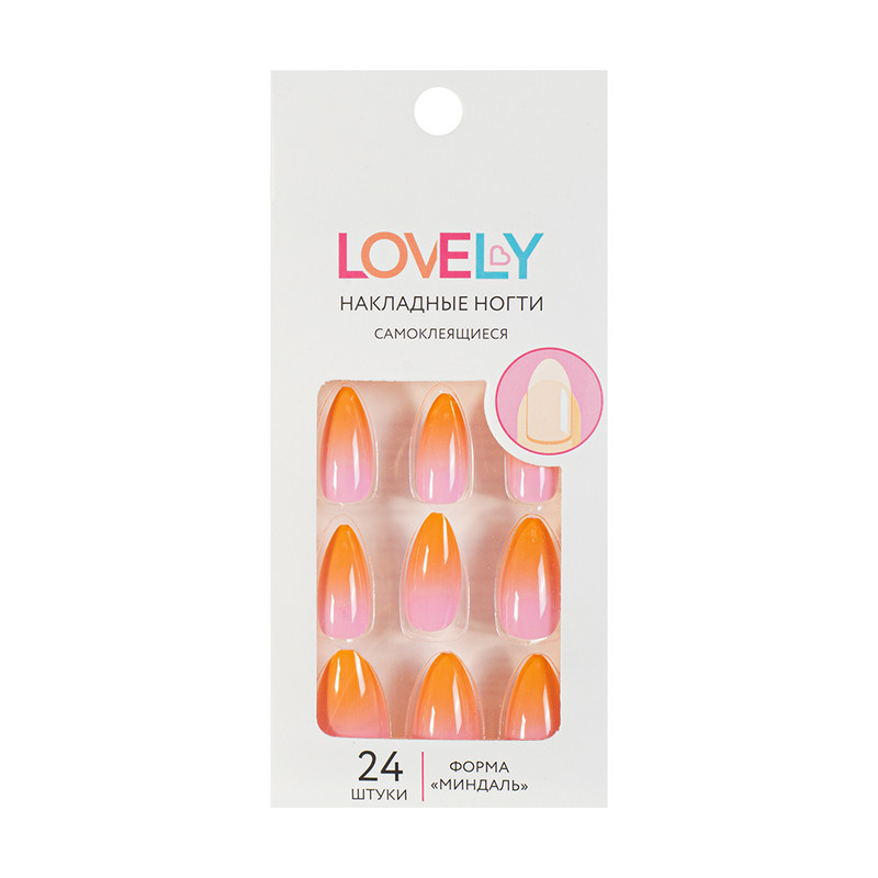 Набор накладных самоклеящихся ногтей, Lovely, 24 шт., в ассортименте