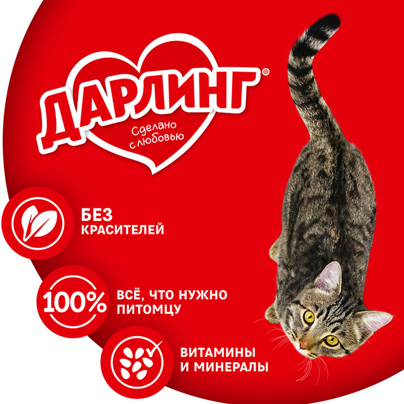 Влажный корм для взрослых кошек, ДАРЛИНГ, с лососем, 75 г