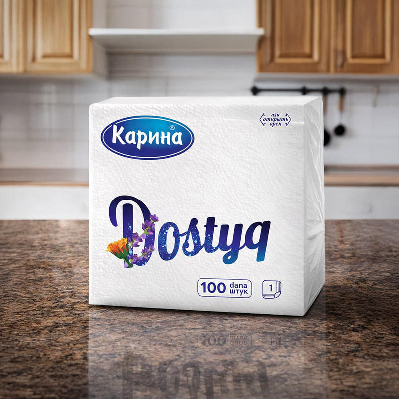 Салфетки бумажные "Dostyq", Карина, 100 шт.