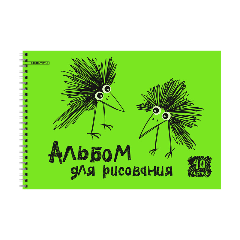 Альбом для рисования, 40 листов, пластиковая обложка, на спирали, в ассортименте