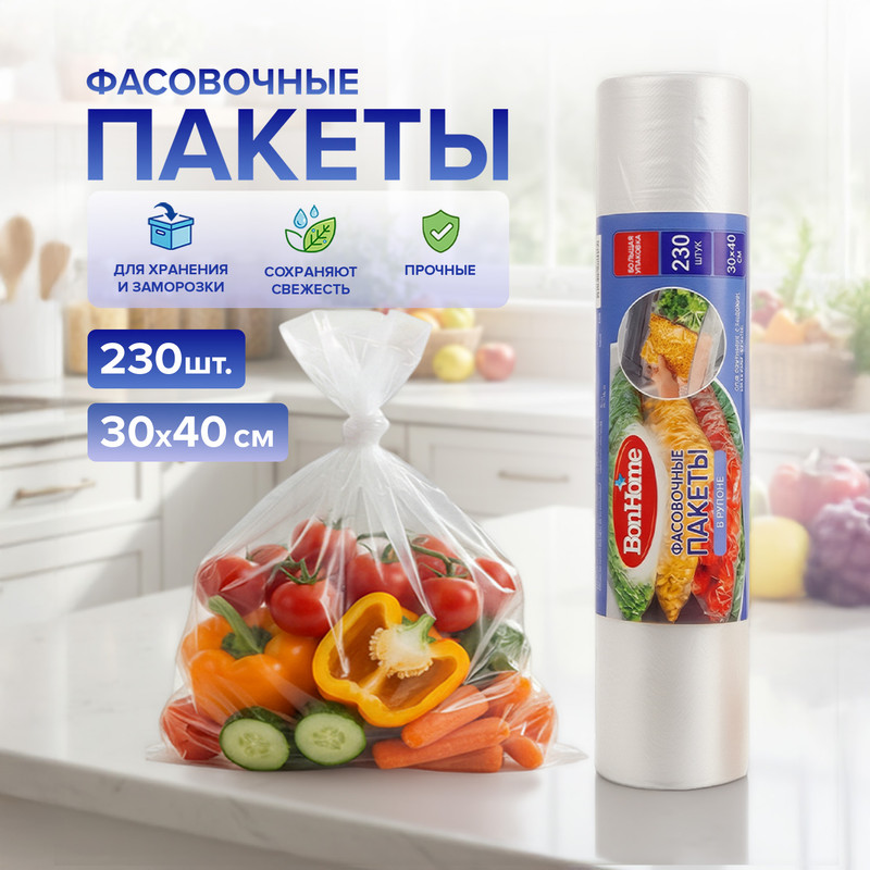 Пакеты фасовочные, BonHome, 30х40 см